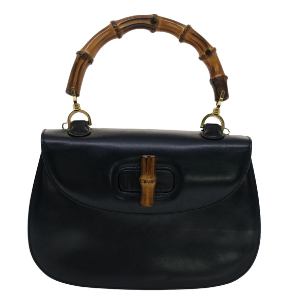 GUCCI Bamboo Hand Bag Leather Black 000.1781 Auth yk8245 - Picture 13 of 16